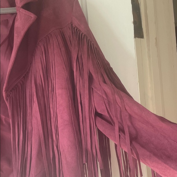 She + Sky Deep Red Fringe Blazer - Picture 3 of 6